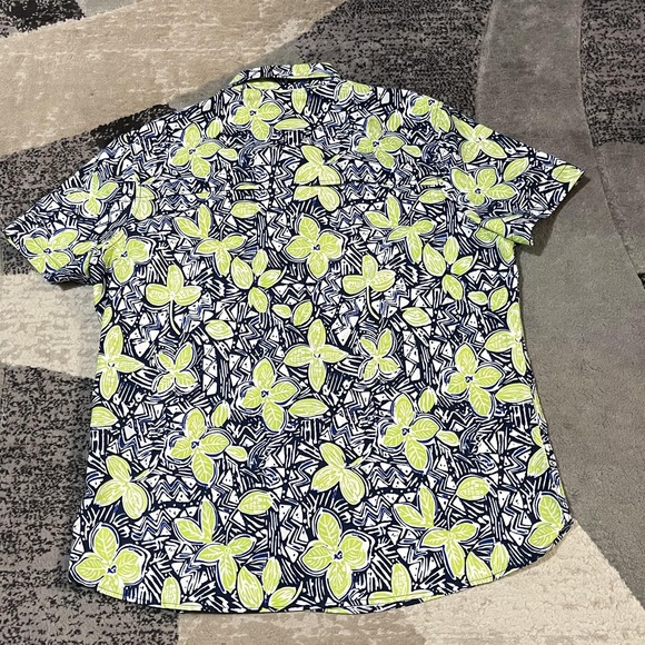 Speedo Hawaiian Performance Shirt Men 2XL Blue Green Floral Tropical Vented - Picture 5 of 9